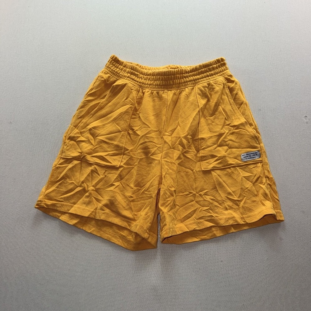 H&M Cargo Shorts Women Size M Mustard Yellow Good Elastic Waist Cotton Blend